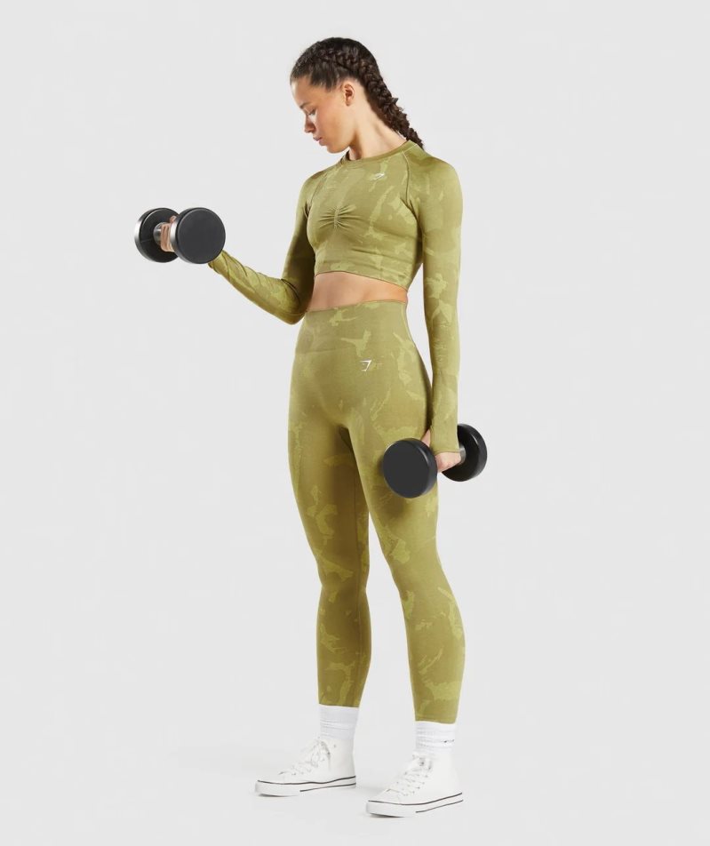 Women's Gymshark Adapt Camo Seamless Leggings Olive | CA A3D508